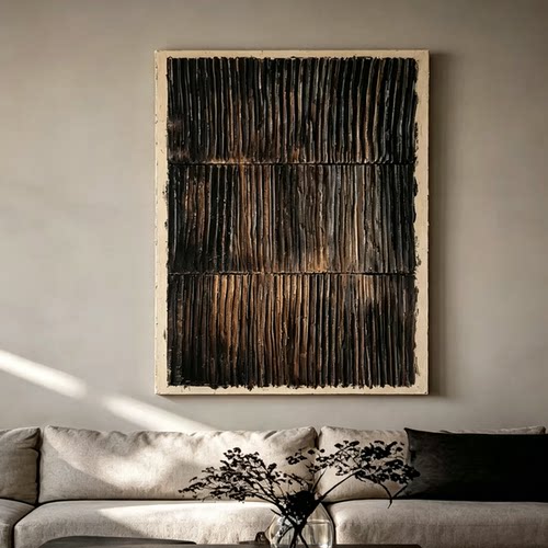 MUMO.纯手绘油画现代抽象意式客厅玄关装饰画立体肌理有框高端