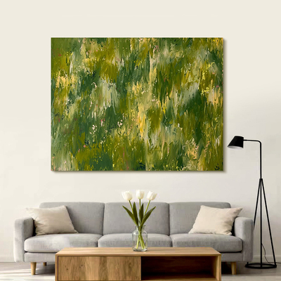 MUMO.原创手绘油画《林浪生息》客厅装饰挂画侘寂风玄关抽象油画