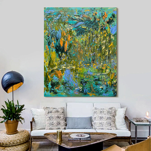 MUMO.原创手绘油画《林间梦影》客厅装饰壁画玄关艺术挂画侘寂风