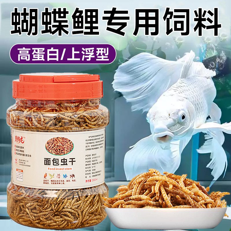鱼类高蛋白面包虫干蝴蝶鲤饲料龙鱼高钙鱼粮锦鲤通用增色鱼饲料