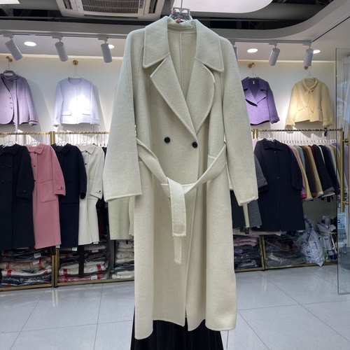 长款腰带双面羊绒大衣女2025冬季新款韩版百搭气质高雅羊毛呢外套