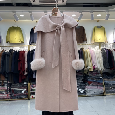 披肩双面羊绒大衣2025冬季新款韩版宽松显瘦中长款女羊毛呢外套