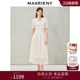 蕾丝短袖 2026年新款 收腰V领米白色裙子 连衣裙中长款 MAXRIENY春季