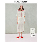 套装 MAXRIENY镂空针织上衣半裙两件套2026年春季 时尚 白色短袖 新款
