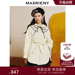 MAXRIENY米白复古鸭绒羽绒服高领中长款 年女款 瓜分百万红包 外套