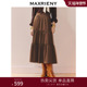MAXRIENY咖色百褶蛋糕裙25秋款 温柔气质感伞裙收腰层叠伞摆半裙