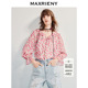 MAXRIENY法式 高级气质感 甜美风樱桃印花v领宽松廓形上衣女25夏款