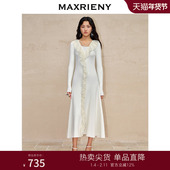 MAXRIENY精致复古浪漫优雅连衣裙修身 裙子高级气质感