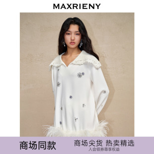 MAXRIENY精致复古休闲感雪花钉钻卫衣女秋冬宽松上衣 商场同款