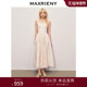 MAXRIENY绣花仙气方领连衣裙甜美田园暗纹提花a摆端庄气质长裙女