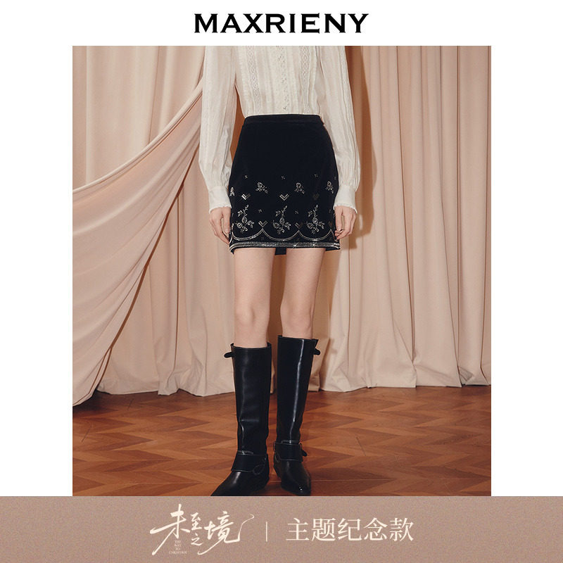 【艺术系流浪】MAXRIENY法式复古A字廓形半裙25秋款高腰直筒短裙,女装/女士精品,半身裙,淘宝优惠券,粉丝福利购,淘宝优惠卷