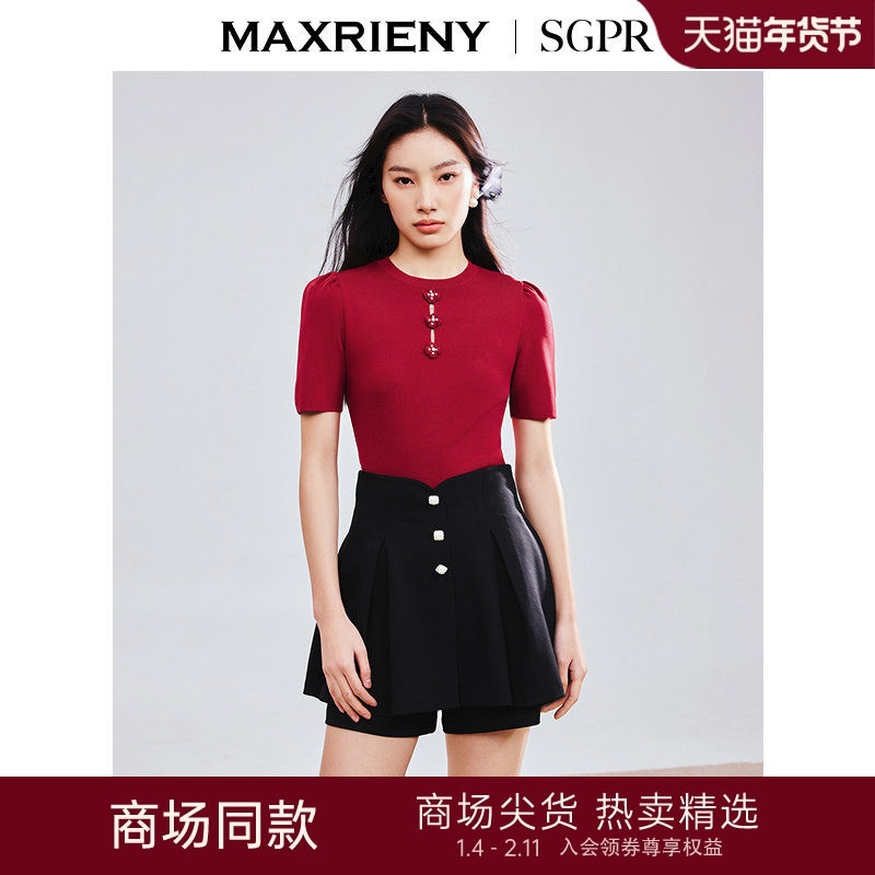 【SGPR】精致浪漫修身套头毛衫短款显瘦上衣女25春款,女装/女士精品,毛针织衫,淘宝优惠券,粉丝福利购,淘宝优惠卷