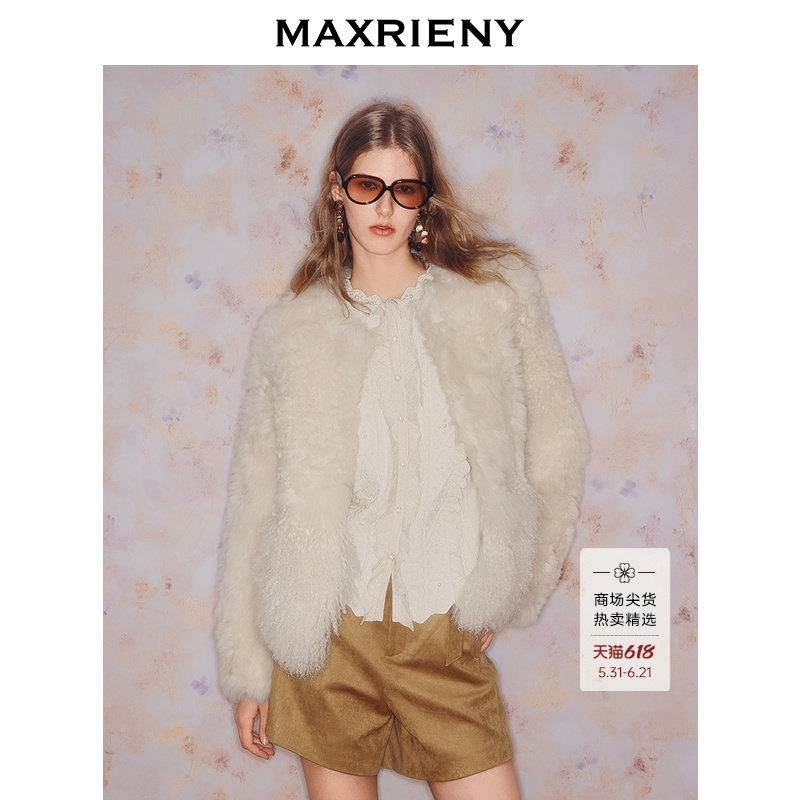 【商场同款】MAXRIENY松绒系穿搭托斯卡纳羊毛皮草外套女25冬款