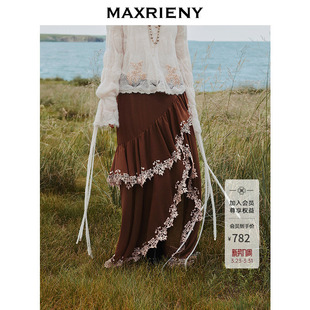 MAXRIENY流沙半裙慵懒风半裙沙丘废土风琥珀流光穿搭 优雅游牧