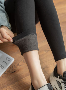 600克特厚大码黑色九分打底裤女外穿秋冬季加绒加厚保暖踩脚棉裤