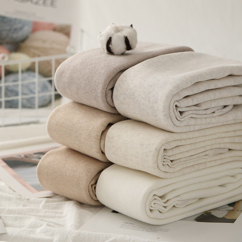 日系秋冬燕麦白加绒加厚打底裤女外穿棉九分保暖竖条纹螺纹连裤袜