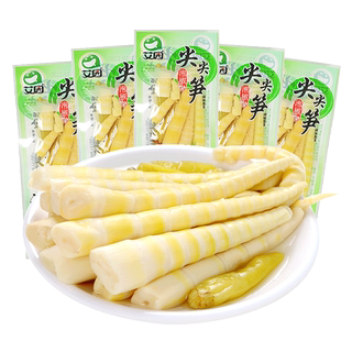 艾园泡椒尖尖笋500g鲜嫩竹笋小包装开袋脆笋子即食山椒味网红零食