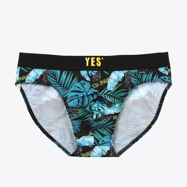 男士三角裤植物印花个性图案潮流弹力透气紧身情侣内裤YESCODE
