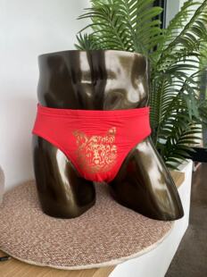 BODYGUARD男红色面料柔软舒适透气大气虎头印花三角内裤男