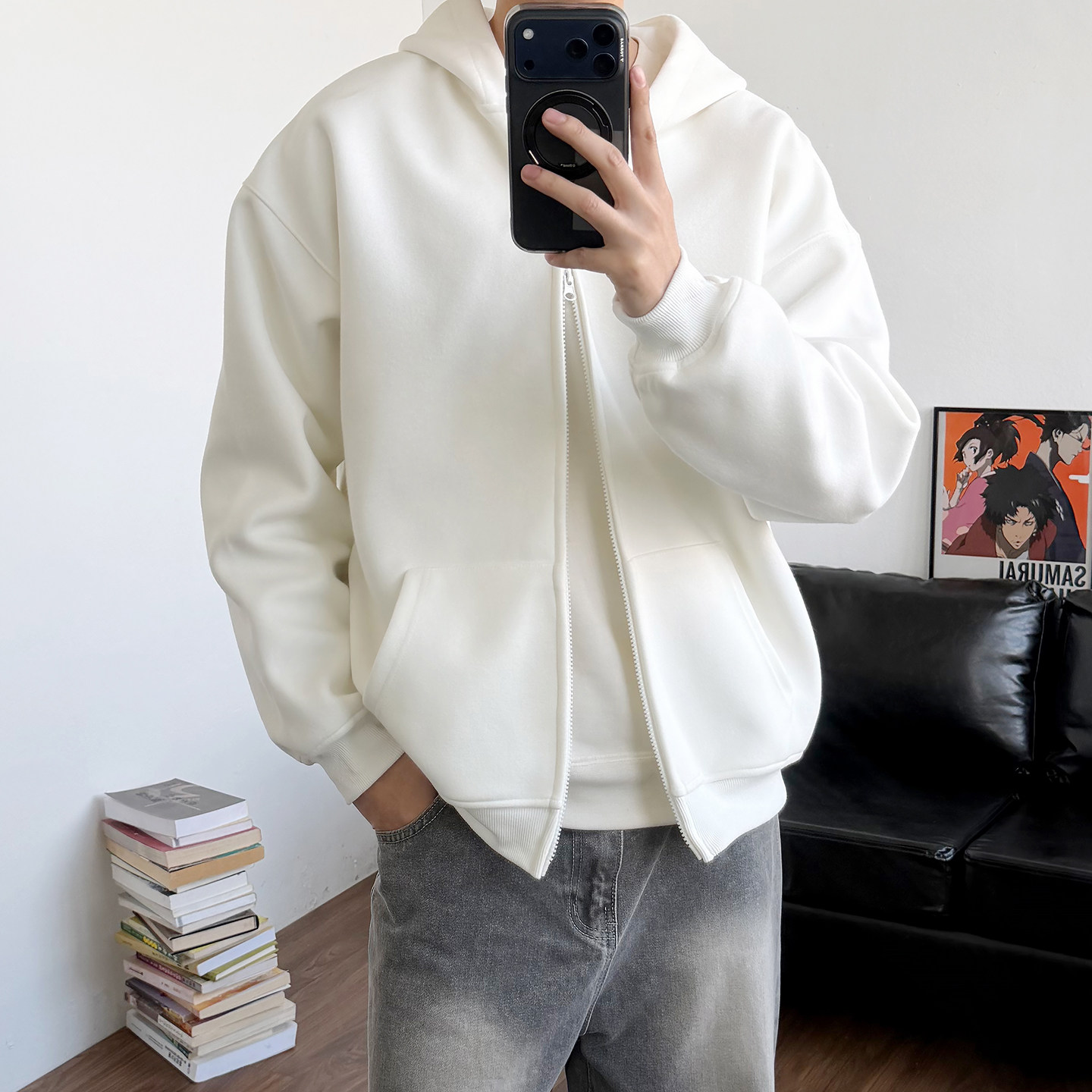 24LINE简约休闲风连帽卫衣开衫