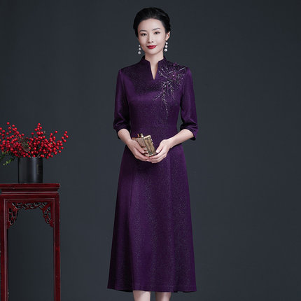 妈妈婚宴改良旗袍礼服平时可穿岳母婚宴订婚洋气礼服2026春季新款