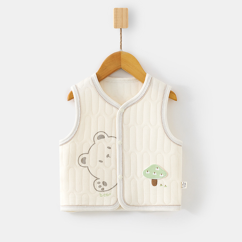 婴儿保暖马甲秋冬季宝宝夹棉背心儿童坎肩马夹新生儿纯棉护肚上衣
