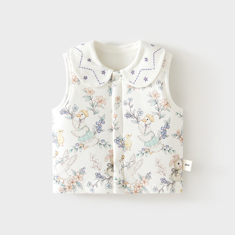 婴儿60克夹棉马甲护肚背心秋冬季宝宝儿童坎肩马夹翻领保暖上衣