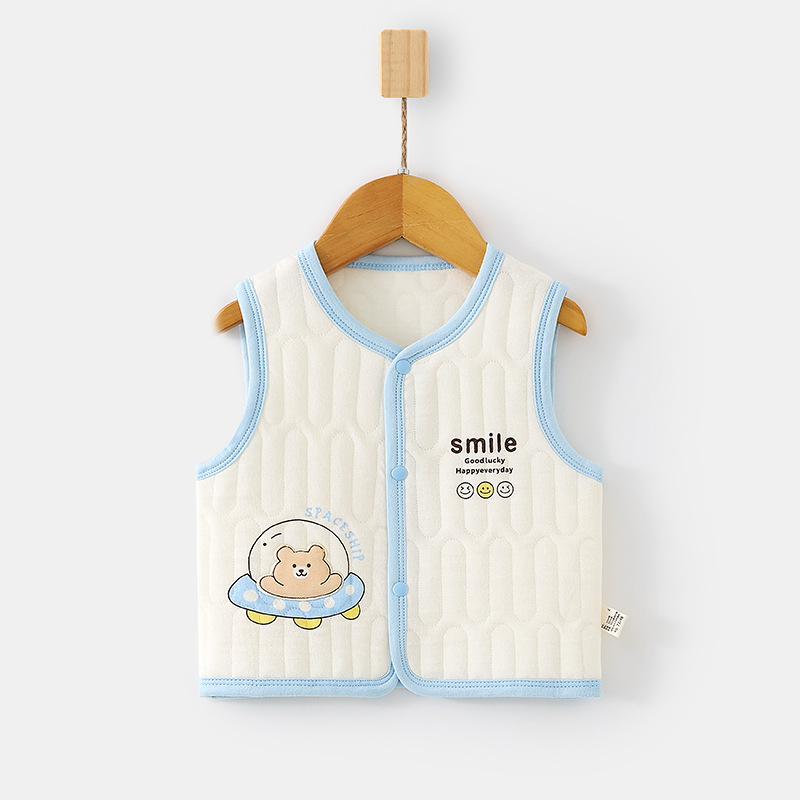 婴儿保暖马甲秋冬季宝宝夹棉背心儿童坎肩马夹新生儿纯棉护肚上衣