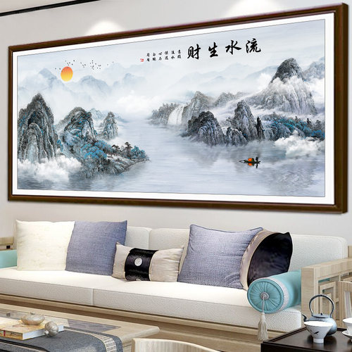 流水生财新款线绣十字绣