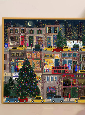 繁华都市圣诞夜十字绣2025新款线绣客厅手工刺绣简约现代餐厅风景