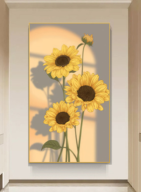 轻奢向日葵十字绣2025新款线绣客厅手工刺绣餐厅玄关过道简约现代