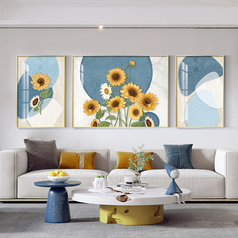 向日葵十字绣2026年新款线绣客厅玄关卧室三联画手工自己刺绣现代