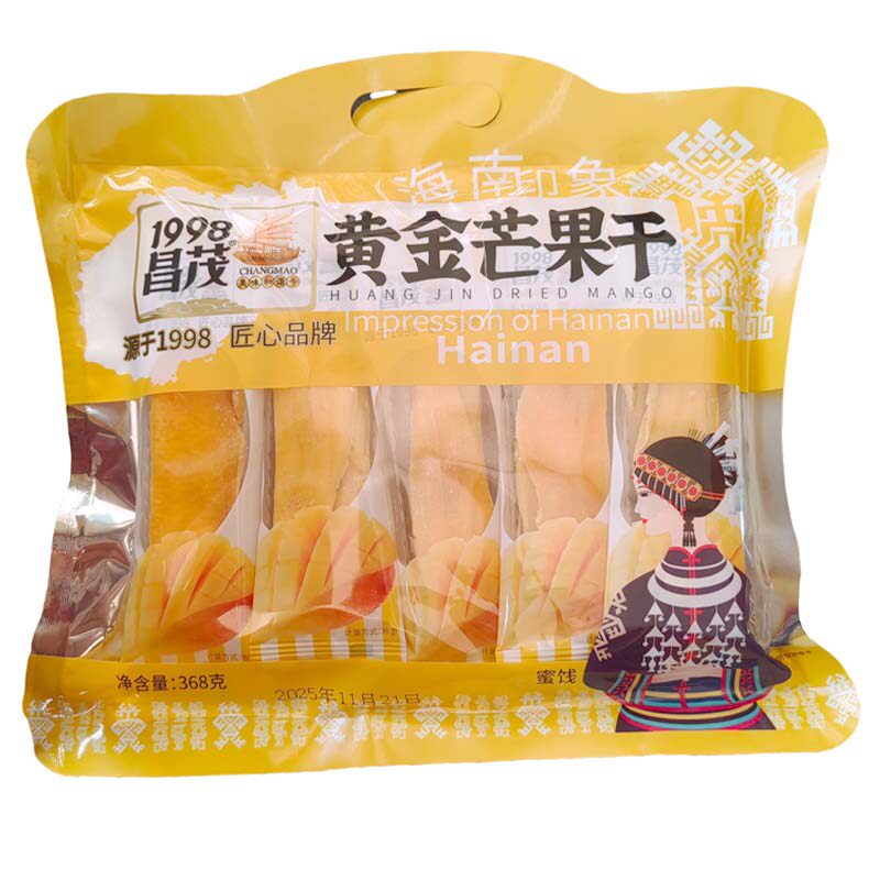 昌茂食品黄金芒果干368g水果干果脯三亚伴手礼袋装芒果干果脯