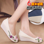 坡跟民族风绣花鞋 厂家直销新款 汉服搭配民族风老北京布鞋 女亚麻单