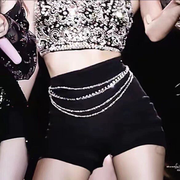 lisa同款韩国女团blackpink演出服女学生黑色潮酷爵士舞打歌服装图片