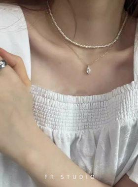 极简高级马眼钻珍珠项链