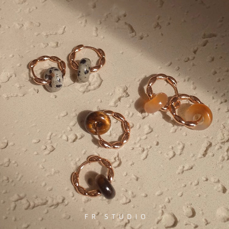 园游会天然玛瑙吊坠耳环原创小众ins高级圆圈耳扣复古时髦耳钉,饰品/流行首饰/时尚饰品新,耳环,淘宝优惠券,粉丝福利购,淘宝优惠卷