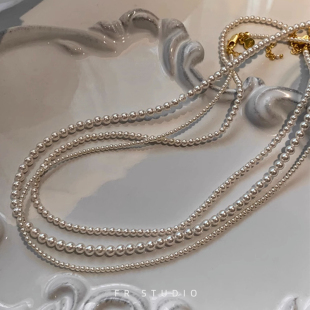 2026新款 韩国博主同款 进口施家小珍珠项链女长极细小米珠颈链女款