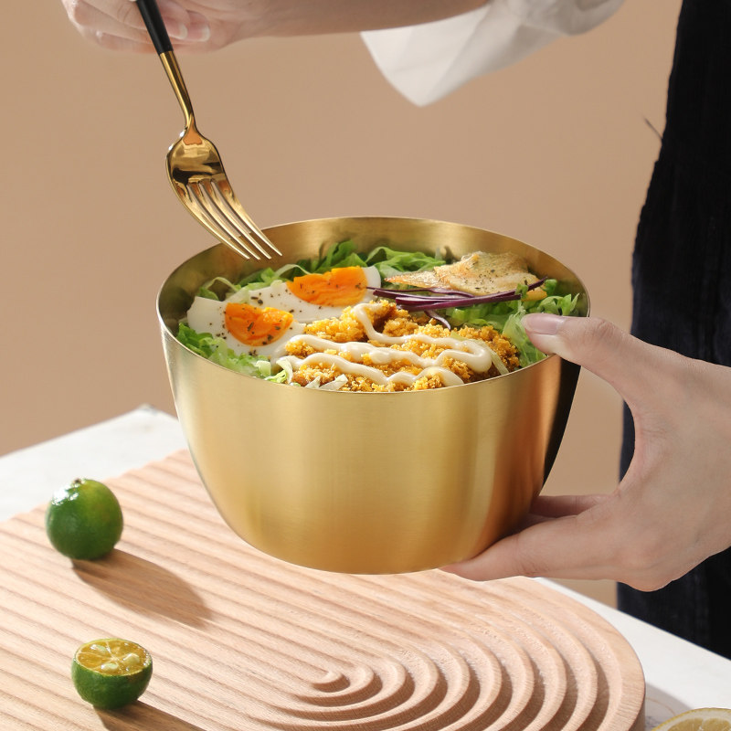 304韩式大众冷面碗金色饭碗