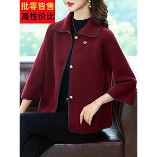 小个子妈妈春装外套洋气2025新款中老年女装春秋时尚短款呢子上衣