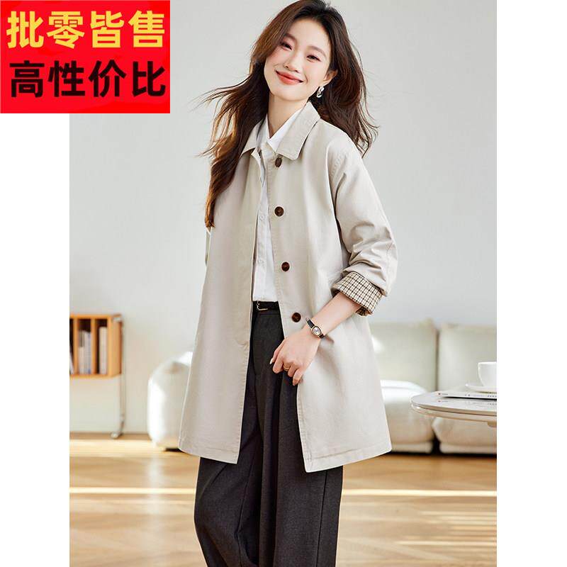 2中长版风衣女装20春秋新款今SRCR5055年行爆款超火5小个子时流尚