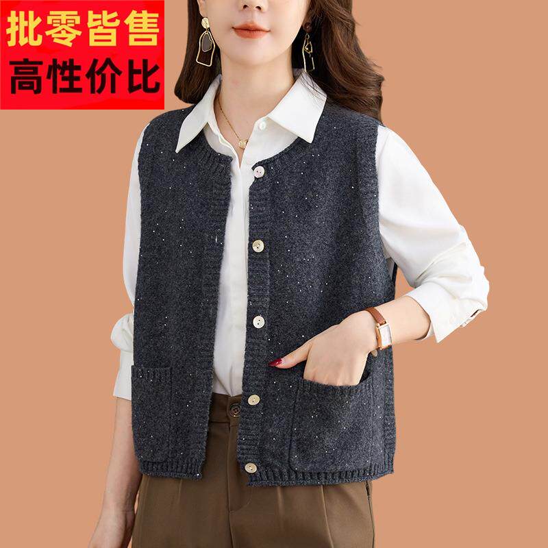 100纯羊毛针织马甲女小香风外套2025新款春秋叠穿背心高级感上衣