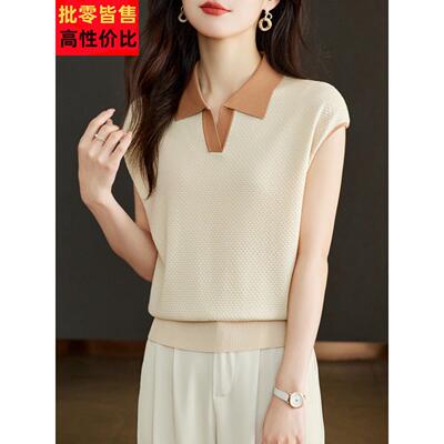 Po织l领o天丝短袖女t恤夏季2桑025新品牌蚕丝UFU流行冰丝针品