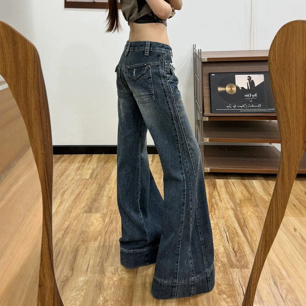 低腰牛仔裤微喇女直筒2026新款秋阔腿宽松牛仔喇叭裤显瘦裤子女款图片