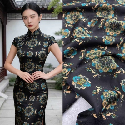 玲珑宝相高定桑蚕丝花罗红云纱面料新品连衣裙衬衫上衣服装布料