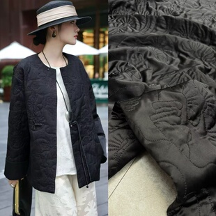 秋冬新品真丝素缎加桑蚕丝絮片绗缝面料保暖马甲外套棉服服装布料