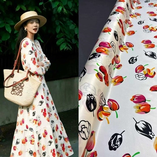 郁见春天/夏季简约时尚弹力斜纹真丝布料高定服装衬衫连衣裙面料