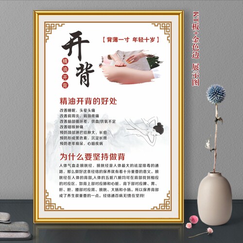 中医挂图精油开背美容院装饰画