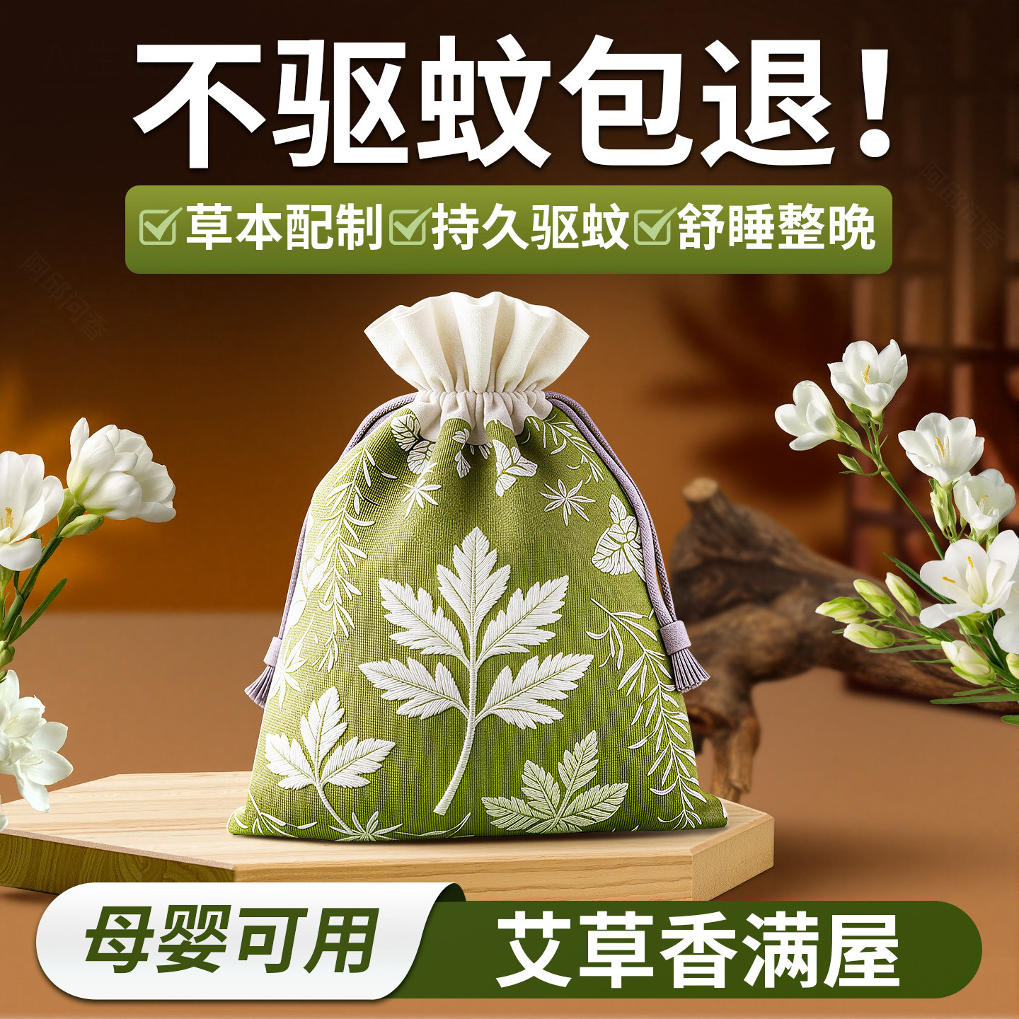 艾草香包强力驱蚊天然香料宿舍防虫防霉衣柜持久除味留香气衣服