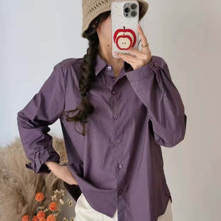 园园美衣款衬衫长袖女宽松休闲韩版学院风衬衣上衣亲肤慵懒风衬衫